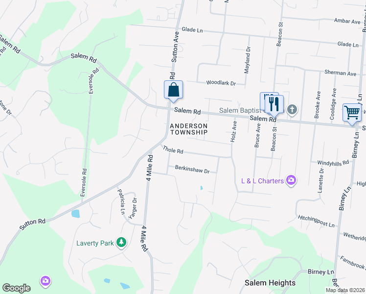 map of restaurants, bars, coffee shops, grocery stores, and more near in Hamilton County