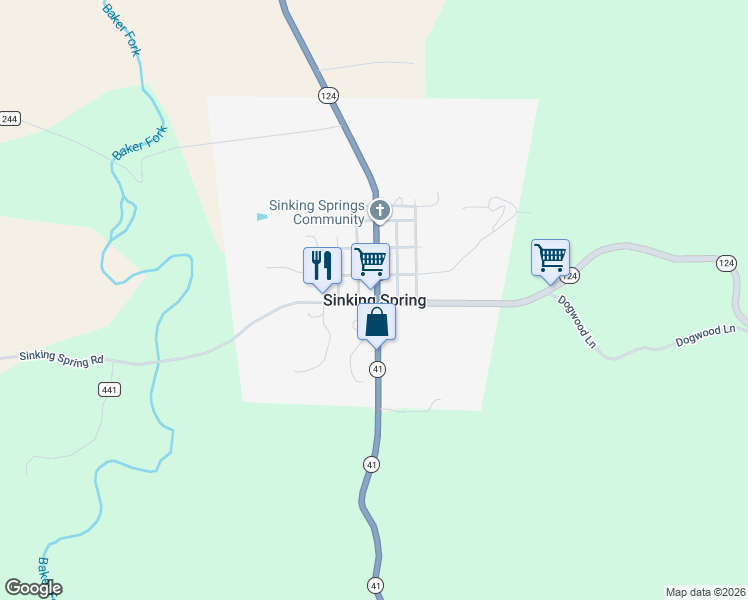 map of restaurants, bars, coffee shops, grocery stores, and more near in Sinking Spring
