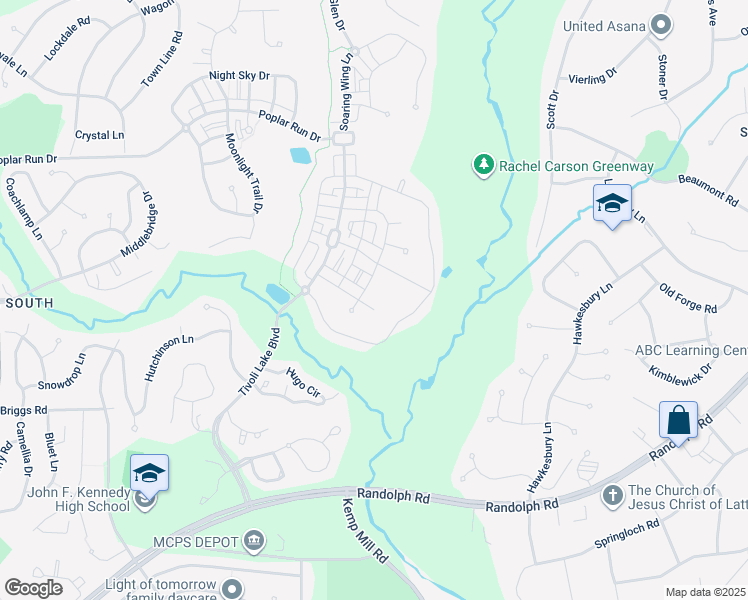 map of restaurants, bars, coffee shops, grocery stores, and more near 1105 Sweetbay Place in Silver Spring