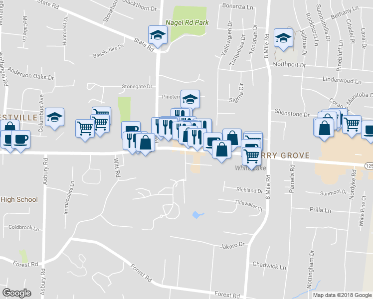 map of restaurants, bars, coffee shops, grocery stores, and more near 8139 Beechmont Avenue in Cincinnati