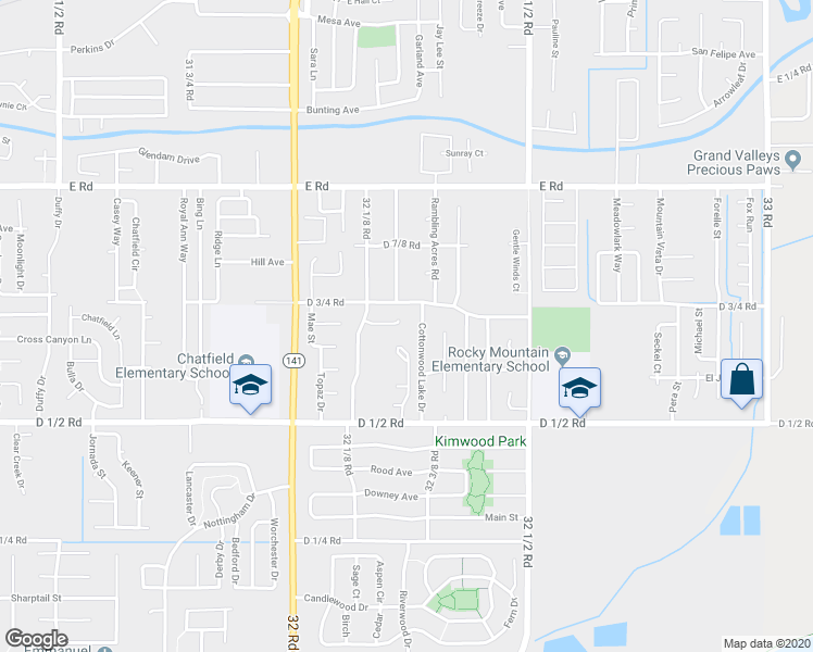 map of restaurants, bars, coffee shops, grocery stores, and more near 3223 Chipeta Court in Clifton
