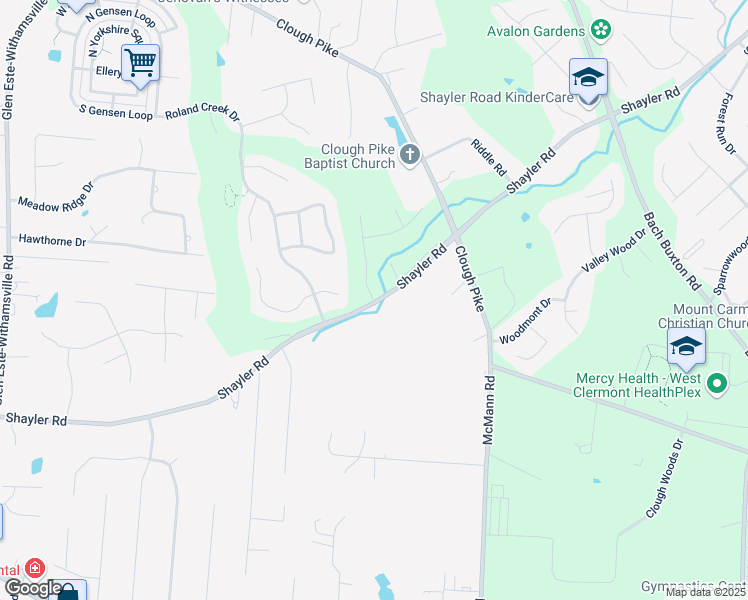 map of restaurants, bars, coffee shops, grocery stores, and more near 1006 Shayler Road in Cincinnati
