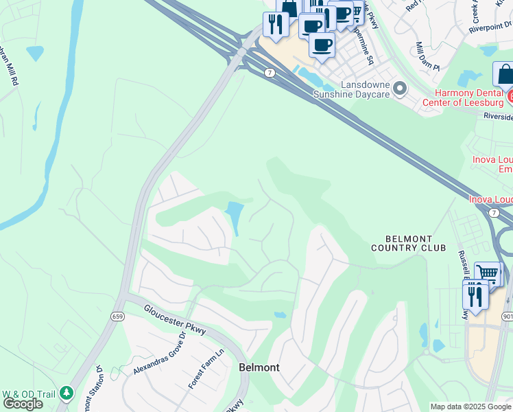 map of restaurants, bars, coffee shops, grocery stores, and more near 43416 Blantyre Court in Ashburn