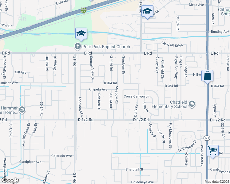 map of restaurants, bars, coffee shops, grocery stores, and more near 481 31 1/4 Road in Grand Junction