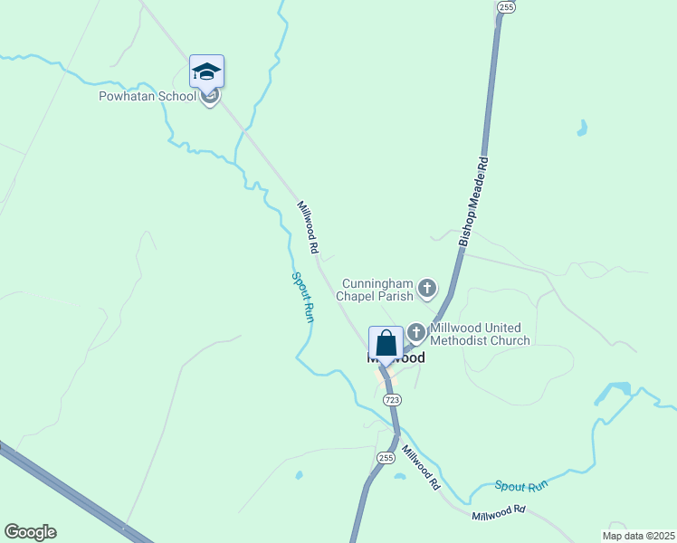 map of restaurants, bars, coffee shops, grocery stores, and more near 1711 Millwood Road in Boyce