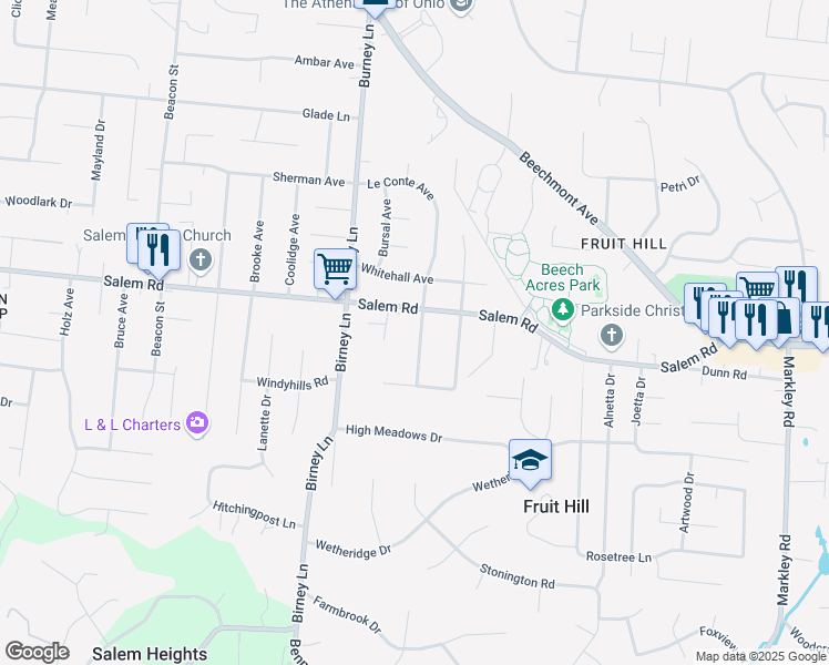map of restaurants, bars, coffee shops, grocery stores, and more near 1177 Wilshire Avenue in Cincinnati
