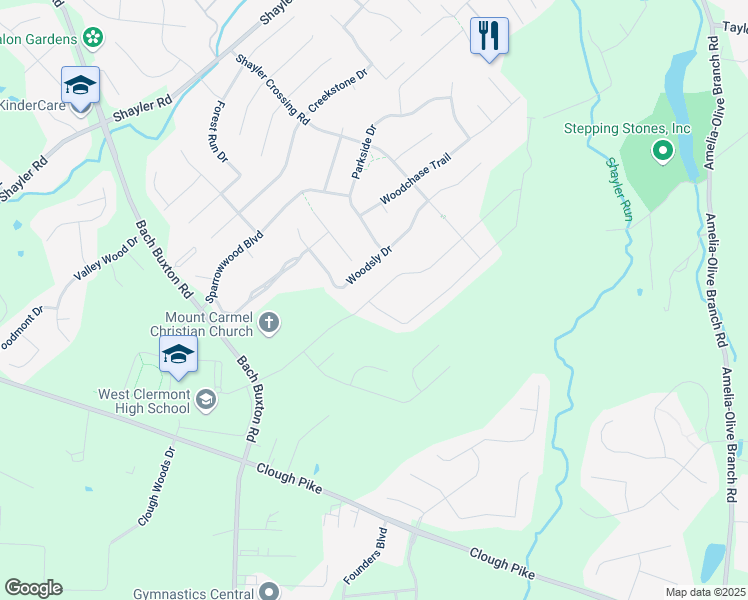 map of restaurants, bars, coffee shops, grocery stores, and more near 1252 Redleaf Drive in Union Township
