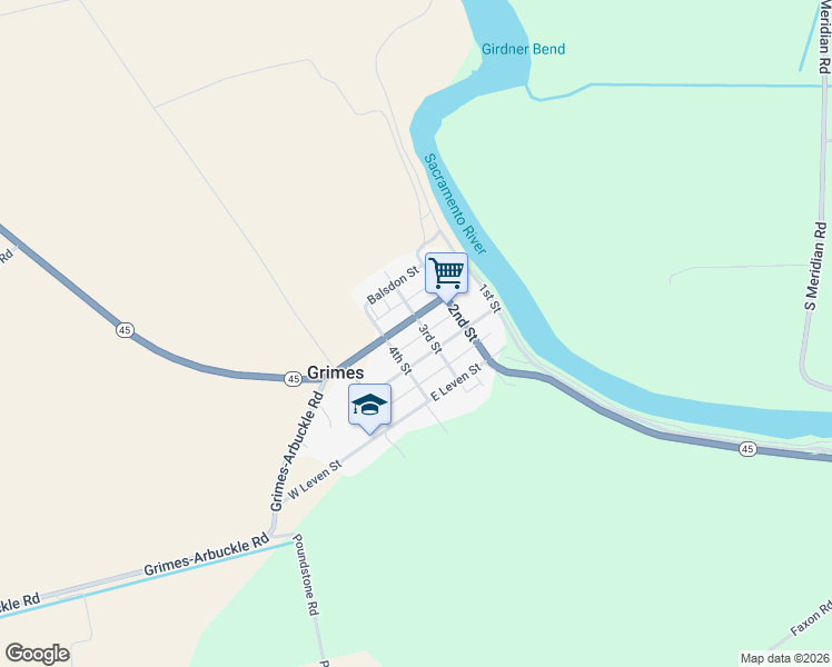 map of restaurants, bars, coffee shops, grocery stores, and more near 67-99 3rd Street in Colusa