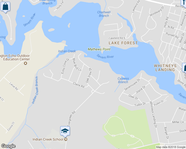 map of restaurants, bars, coffee shops, grocery stores, and more near 1134 Chinaberry Lane in Crownsville