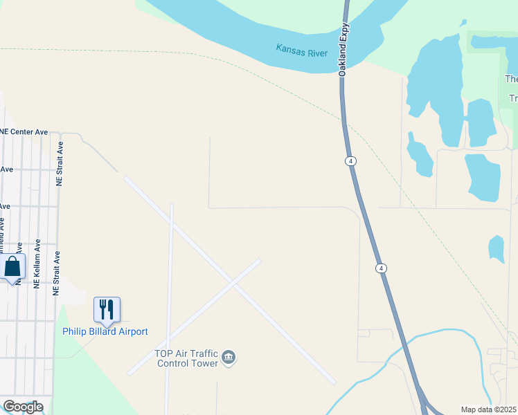 map of restaurants, bars, coffee shops, grocery stores, and more near Lamr Avenue in Topeka