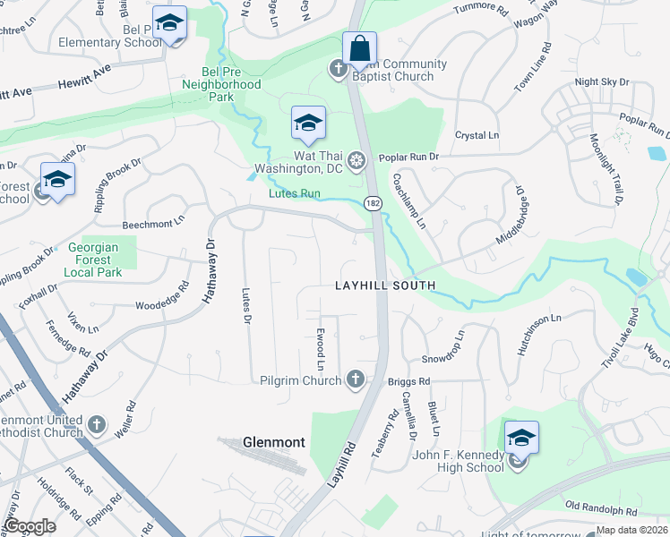 map of restaurants, bars, coffee shops, grocery stores, and more near 6 Manor Spring Court in Silver Spring