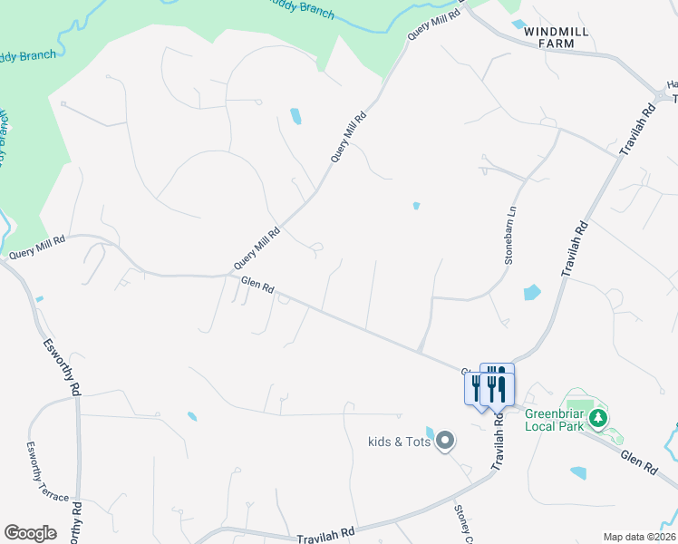 map of restaurants, bars, coffee shops, grocery stores, and more near 13017 Glen Road in North Potomac