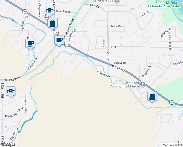 map of restaurants, bars, coffee shops, grocery stores, and more near 203 Easter Hill Drive in Grand Junction