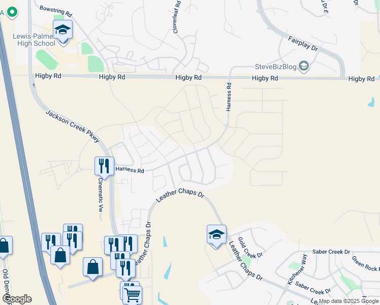 map of restaurants, bars, coffee shops, grocery stores, and more near 924 Harness Road in Monument
