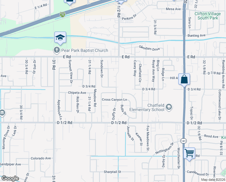 map of restaurants, bars, coffee shops, grocery stores, and more near 3144 Ute Canyon Lane in Grand Junction