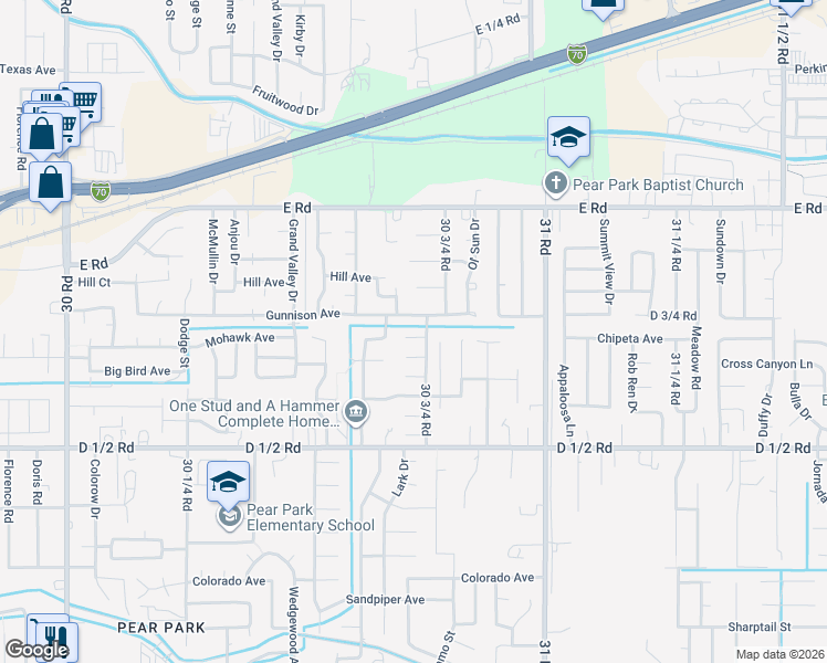 map of restaurants, bars, coffee shops, grocery stores, and more near 3072 McKenna Court in Grand Junction