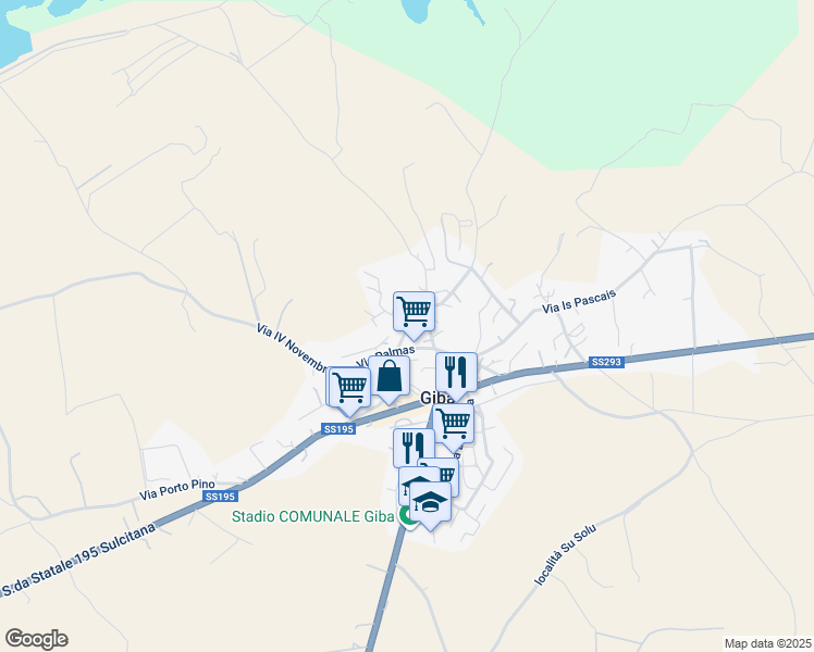 map of restaurants, bars, coffee shops, grocery stores, and more near 20 Vico Fontana Mura in Giba