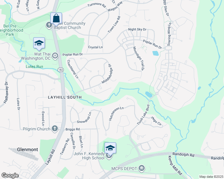 map of restaurants, bars, coffee shops, grocery stores, and more near 1921 Hickory Hill Ln in Silver Spring