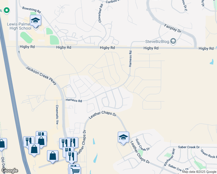 map of restaurants, bars, coffee shops, grocery stores, and more near 924 Harness Road in Monument