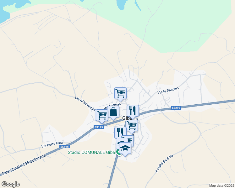 map of restaurants, bars, coffee shops, grocery stores, and more near 20 Vico Fontana Mura in Giba