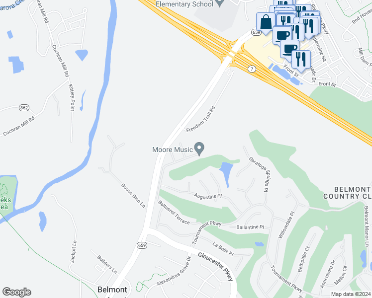 map of restaurants, bars, coffee shops, grocery stores, and more near 19592 Aspendale Square in Ashburn