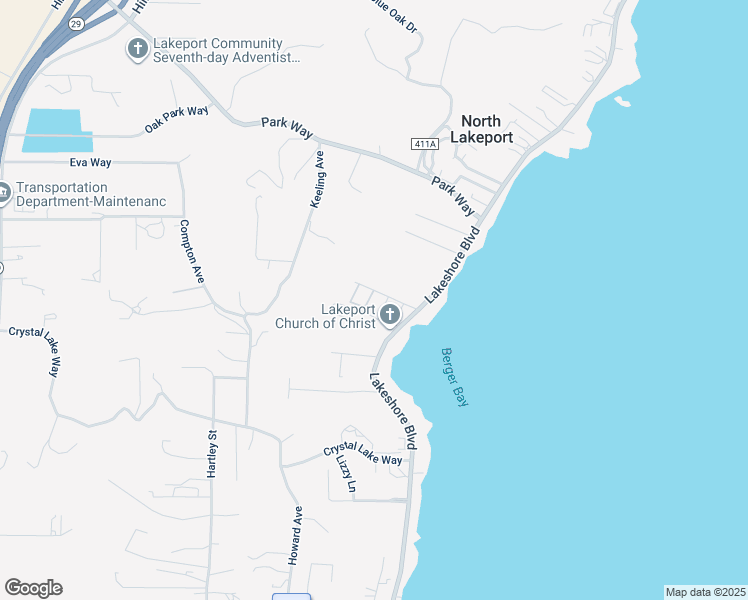 map of restaurants, bars, coffee shops, grocery stores, and more near 3075 Lakeshore Boulevard in Lakeport