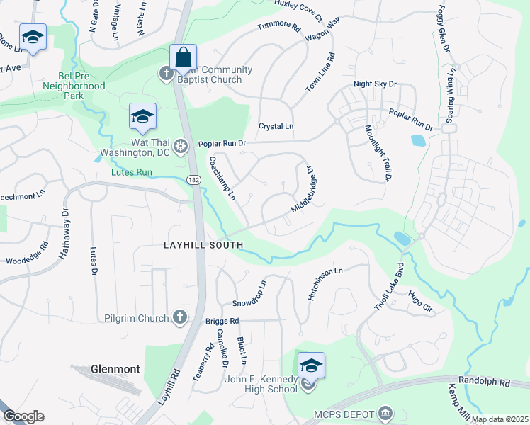 map of restaurants, bars, coffee shops, grocery stores, and more near 1944 Autumn Ridge Circle in Silver Spring