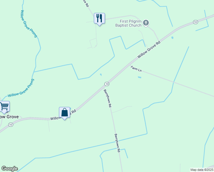map of restaurants, bars, coffee shops, grocery stores, and more near 8299 Willow Grove Road in Kent County