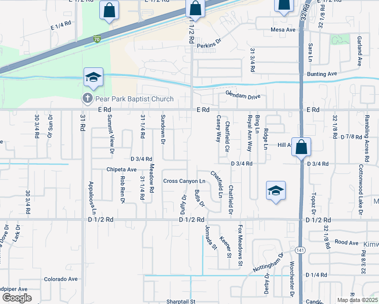 map of restaurants, bars, coffee shops, grocery stores, and more near 482 Moonlight Drive in Grand Junction