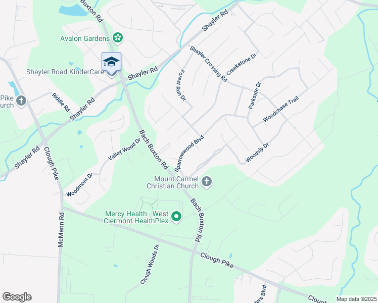 map of restaurants, bars, coffee shops, grocery stores, and more near 1131 Creekstone Drive in Batavia
