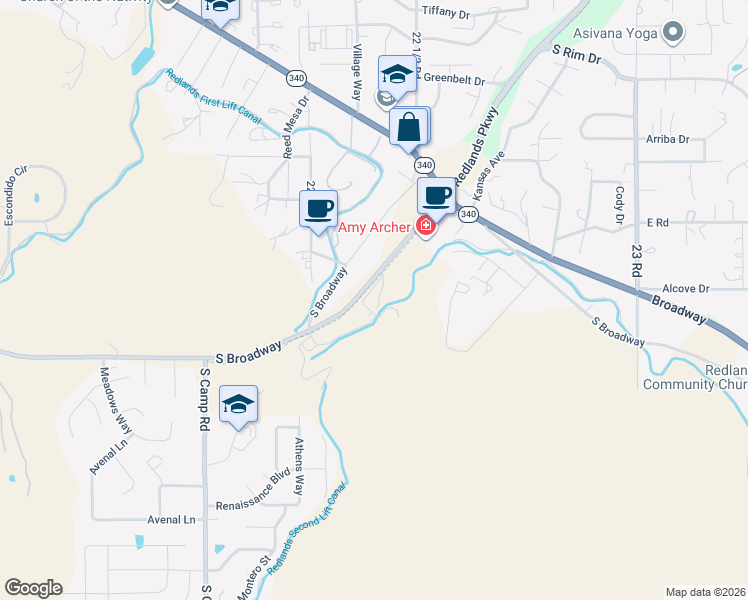 map of restaurants, bars, coffee shops, grocery stores, and more near 2227 Redlands Parkway in Grand Junction