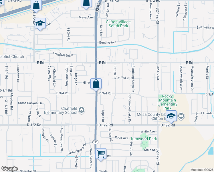 map of restaurants, bars, coffee shops, grocery stores, and more near 482 Tracy Drive in Clifton