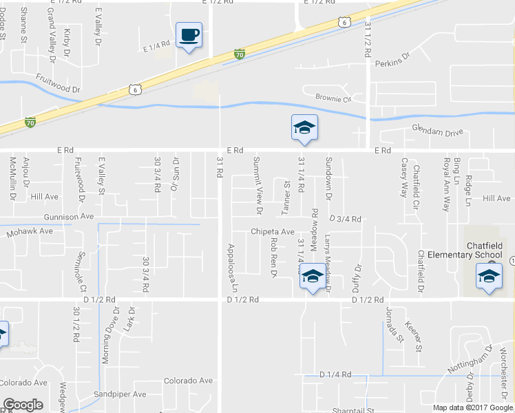 map of restaurants, bars, coffee shops, grocery stores, and more near 3113 Evan Avenue in Grand Junction