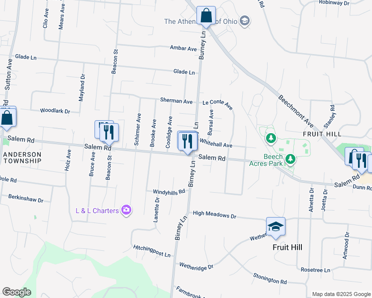 map of restaurants, bars, coffee shops, grocery stores, and more near 6647 Grant Avenue in Cincinnati