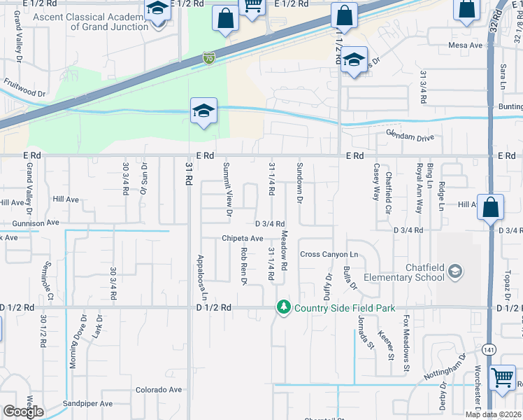 map of restaurants, bars, coffee shops, grocery stores, and more near 463 Tanner Street in Grand Junction