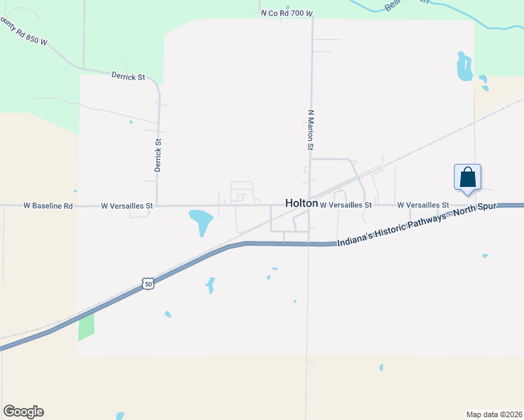map of restaurants, bars, coffee shops, grocery stores, and more near 7124 West Versailles Street in Holton