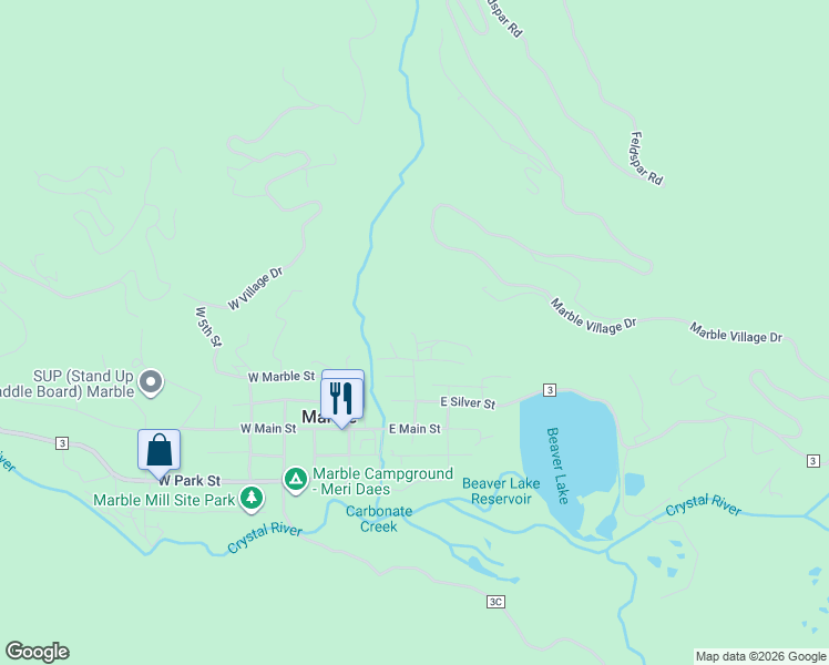 map of restaurants, bars, coffee shops, grocery stores, and more near 301 East Hill Street in Marble
