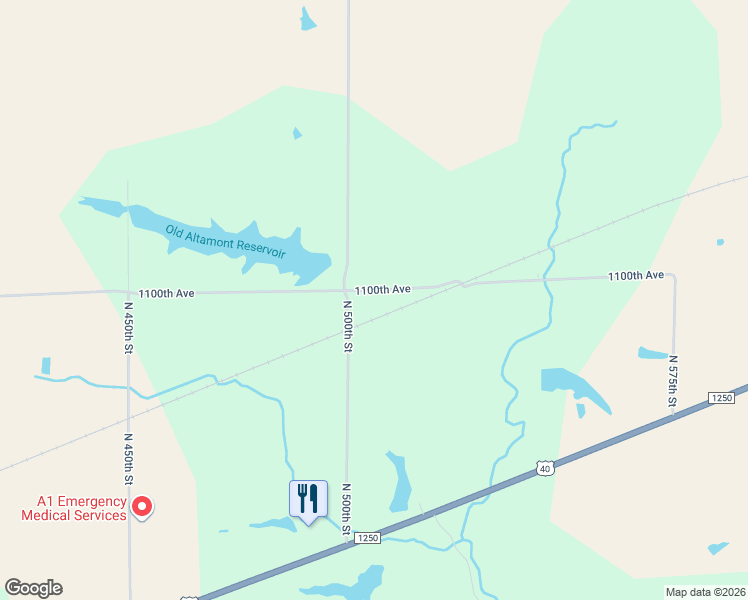 map of restaurants, bars, coffee shops, grocery stores, and more near 5201-5299 1100th Avenue in Altamont
