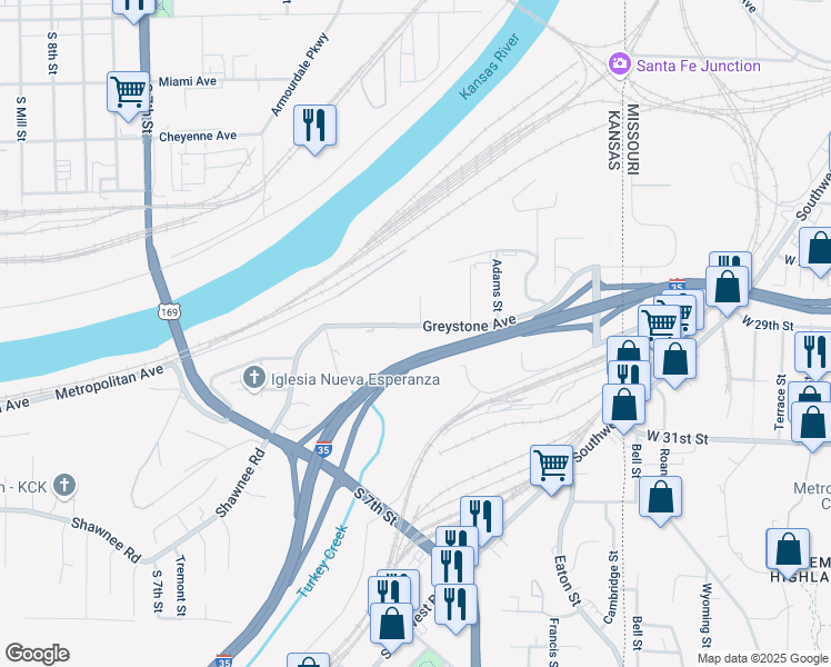 map of restaurants, bars, coffee shops, grocery stores, and more near 315 Greystone Avenue in Kansas City