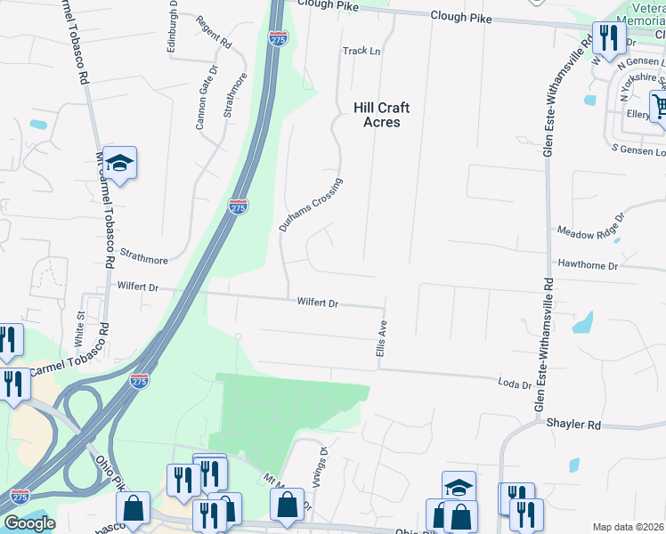 map of restaurants, bars, coffee shops, grocery stores, and more near 674 Hyacinth Road in Cincinnati
