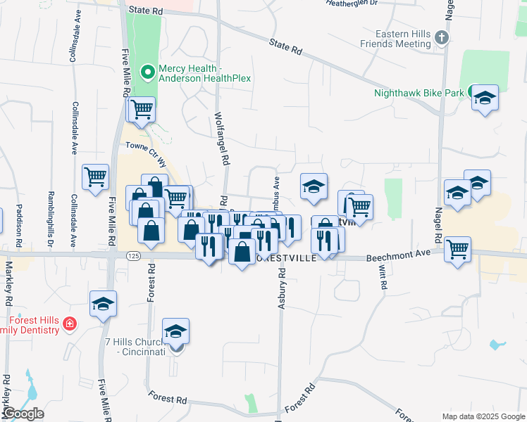 map of restaurants, bars, coffee shops, grocery stores, and more near 1308 Victor Avenue in Cincinnati
