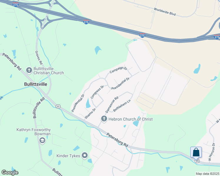 map of restaurants, bars, coffee shops, grocery stores, and more near 2762 Presidential Drive in Hebron