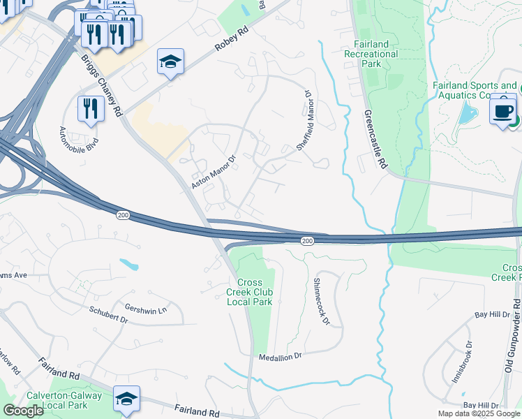 map of restaurants, bars, coffee shops, grocery stores, and more near 226 Ironwood Manor Drive in Silver Spring