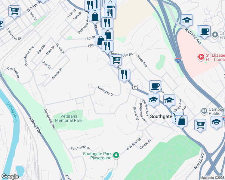 map of restaurants, bars, coffee shops, grocery stores, and more near 99 Mayo Cir in Newport