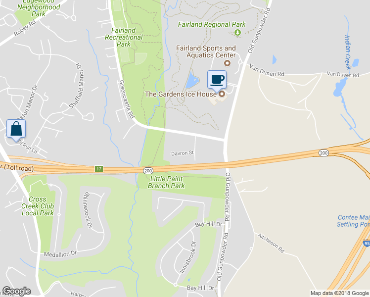 map of restaurants, bars, coffee shops, grocery stores, and more near 4804 Davron Street in Laurel