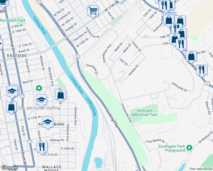 map of restaurants, bars, coffee shops, grocery stores, and more near 216 Clifton Avenue in Newport