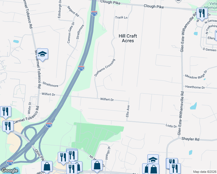 map of restaurants, bars, coffee shops, grocery stores, and more near 674 Hyacinth Road in Cincinnati