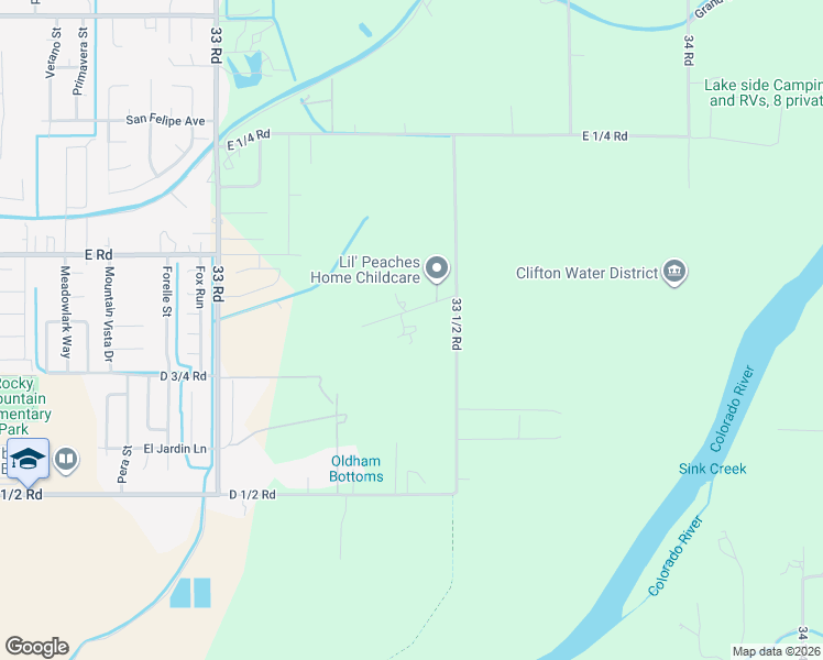 map of restaurants, bars, coffee shops, grocery stores, and more near 487 33 1/2 Road in Clifton