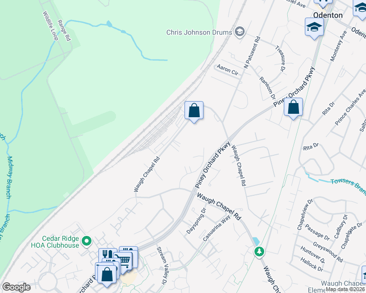 map of restaurants, bars, coffee shops, grocery stores, and more near 526 Old Waugh Chapel Road in Odenton