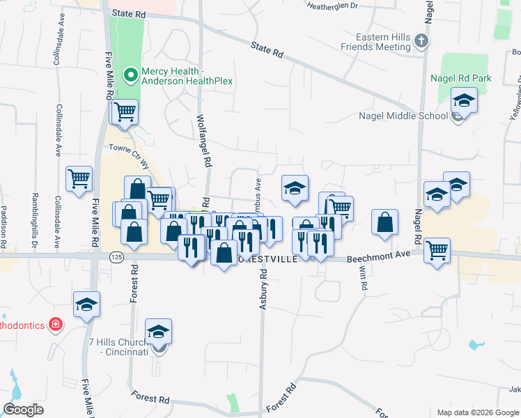 map of restaurants, bars, coffee shops, grocery stores, and more near 1314 Columbus Avenue in Cincinnati